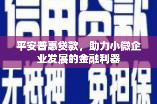 信义平安普惠贷款，助力小微企业发展的金融利器